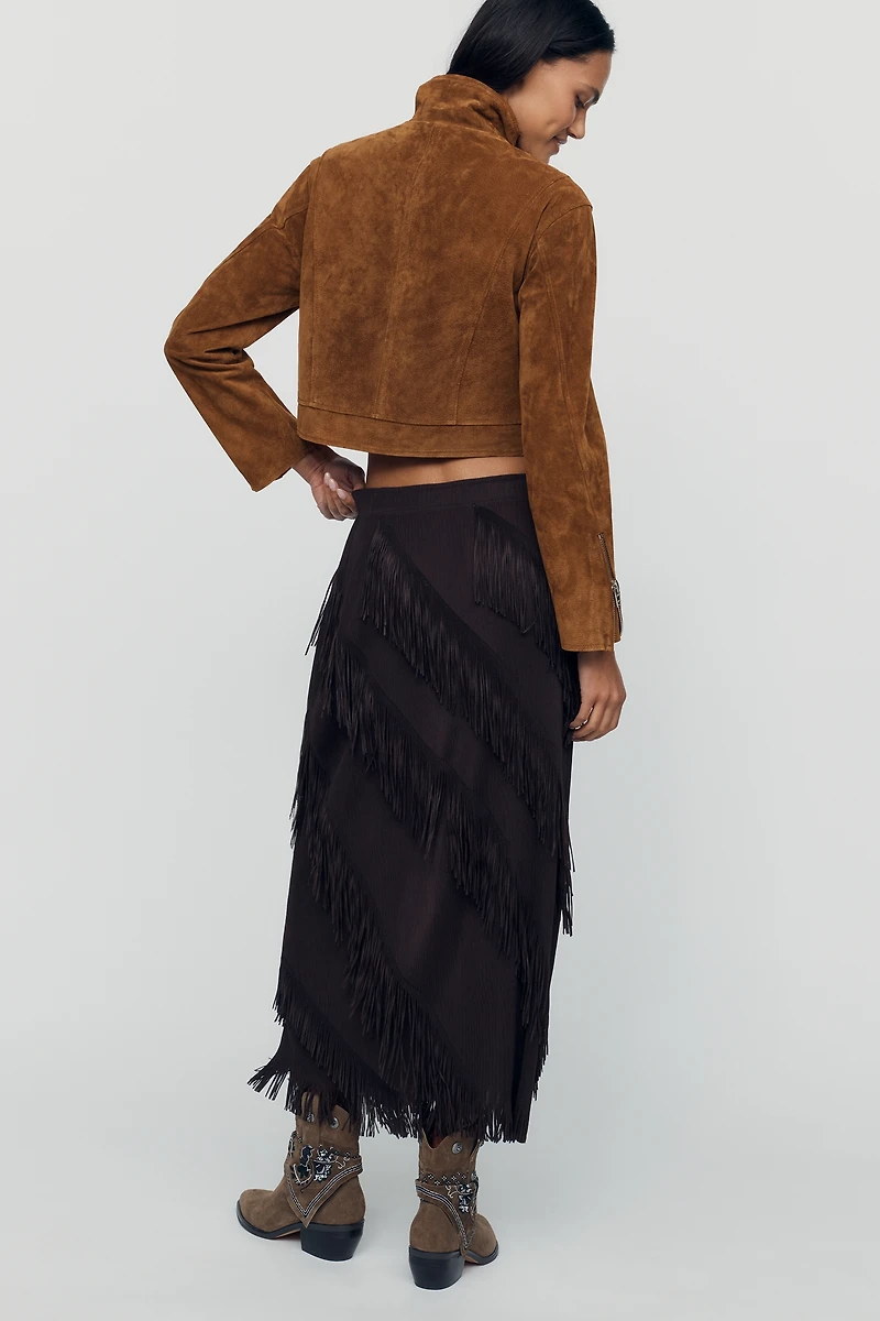 Maude Club Kellie Fringe Midi Skirt