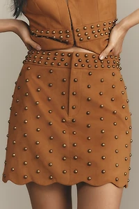 Mare Faux-Suede Rivet-Trim Mini Skirt