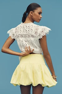 Mare Drop-Waist Bubble-Hem Mini Skirt