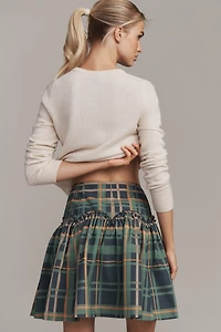 Mare Basque-Waist Plaid Mini Skirt