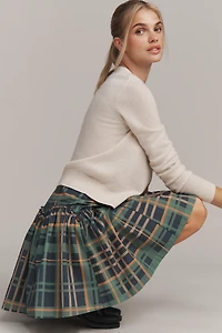 Mare Basque-Waist Plaid Mini Skirt