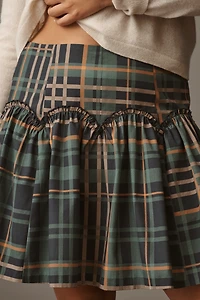 Mare Basque-Waist Plaid Mini Skirt