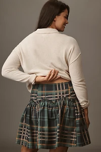 Mare Basque-Waist Plaid Mini Skirt
