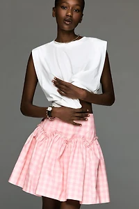 Mare Basque-Waist Plaid Mini Skirt