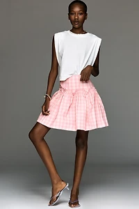 Mare Basque-Waist Plaid Mini Skirt