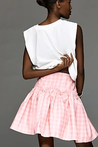 Mare Basque-Waist Plaid Mini Skirt