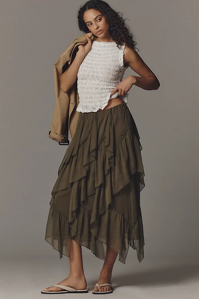 Mare Layered Ruffle Midi Skirt