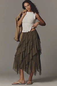 Mare Layered Ruffle Midi Skirt