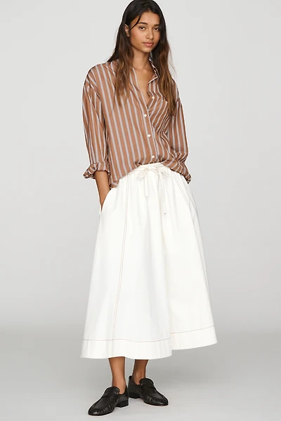 Mare 100% Cotton Seamed Midi Skirt