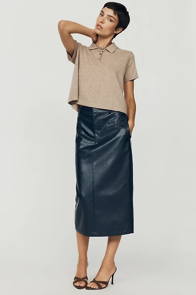Mare Faux-Leather Midi Pencil Skirt