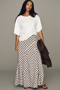 By Anthropologie Olivette Plaid Maxi Skirt