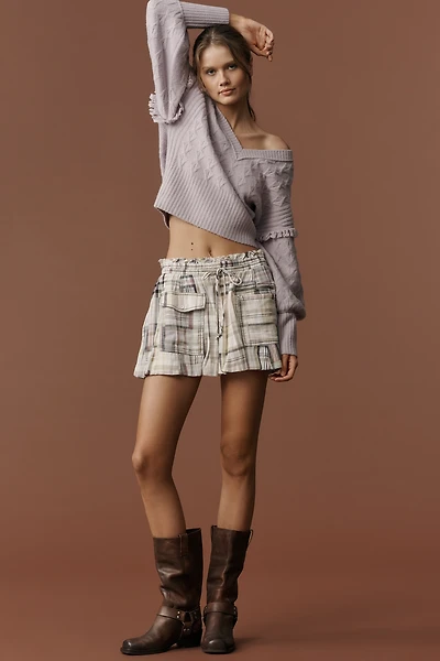 Pilcro Patchwork Bubble Mini Skirt