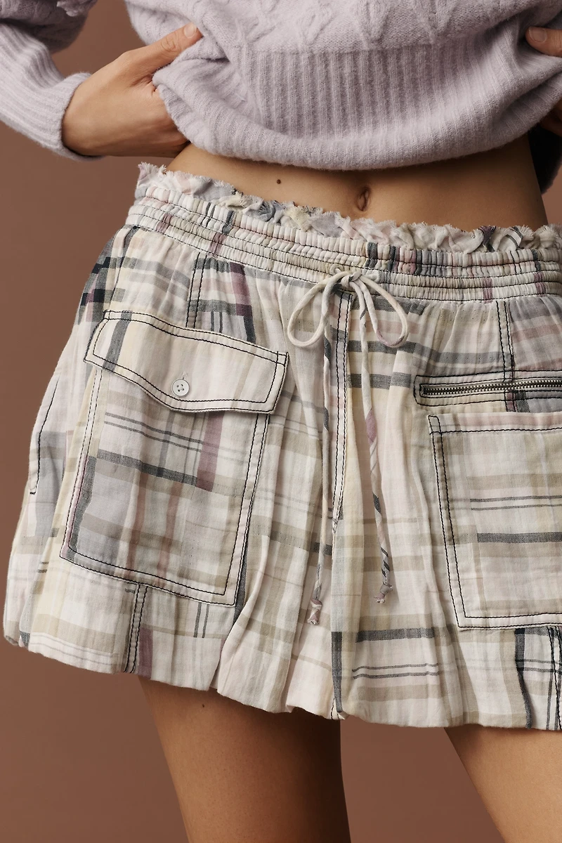 Pilcro Patchwork Bubble Mini Skirt