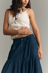 Pilcro Tiered Denim Maxi Skirt