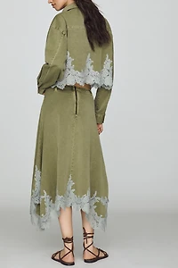 By Anthropologie Lace-Trim Utility Midi Skirt