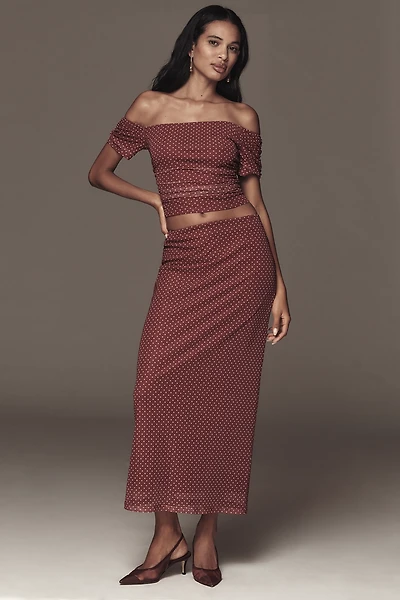 The Frolic Polka-Dot Mesh Maxi Skirt