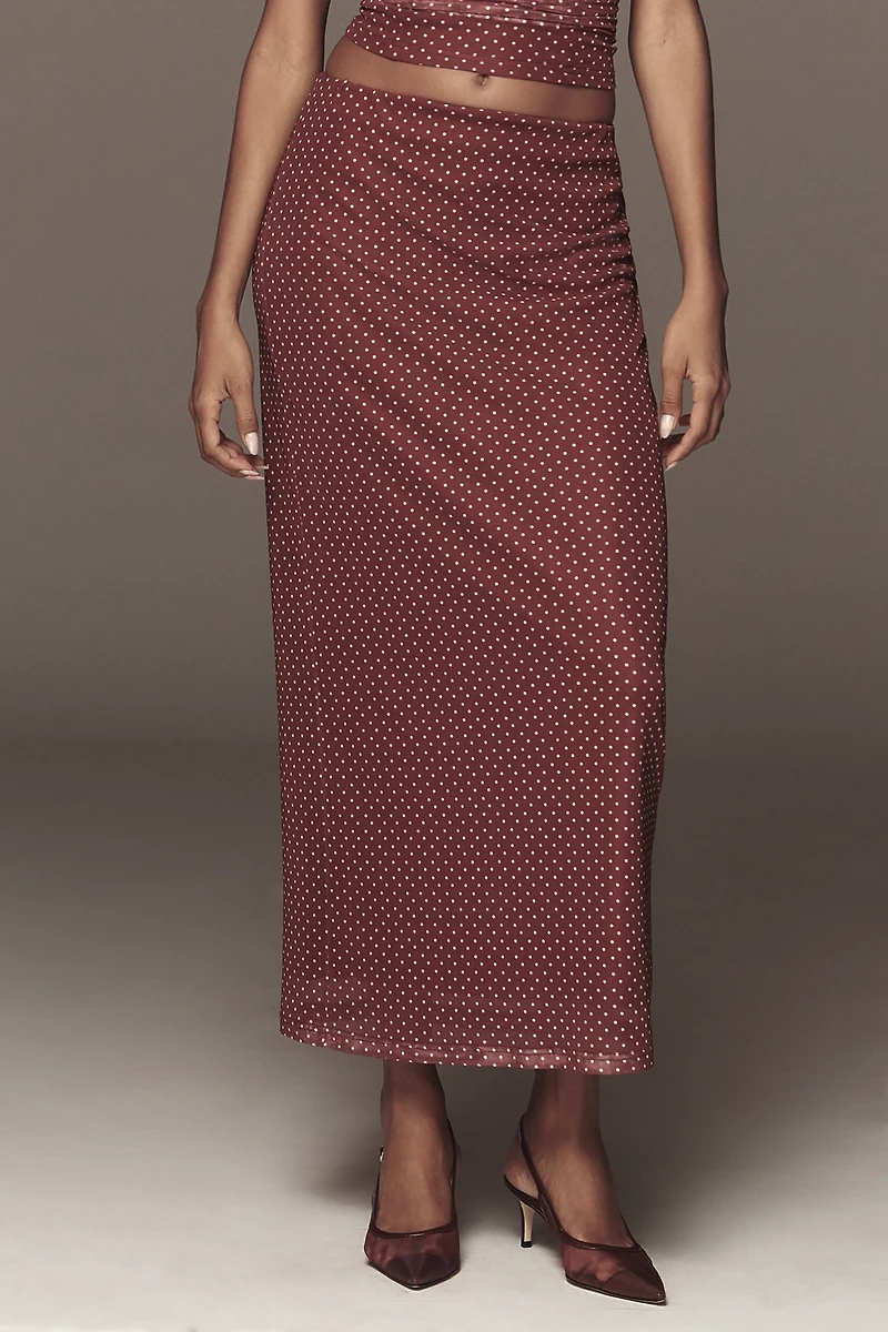 The Frolic Polka-Dot Mesh Maxi Skirt