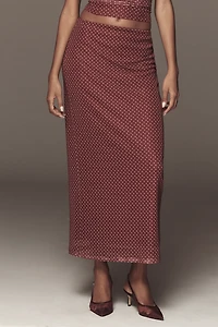 The Frolic Polka-Dot Mesh Maxi Skirt