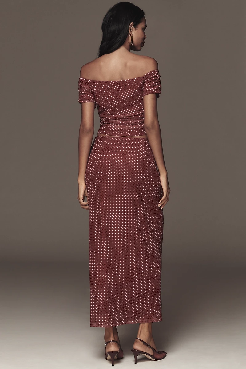 The Frolic Polka-Dot Mesh Maxi Skirt
