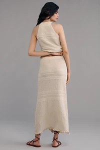 Endless Rose Knit Pointelle Ruffled Fit & Flare Maxi Skirt