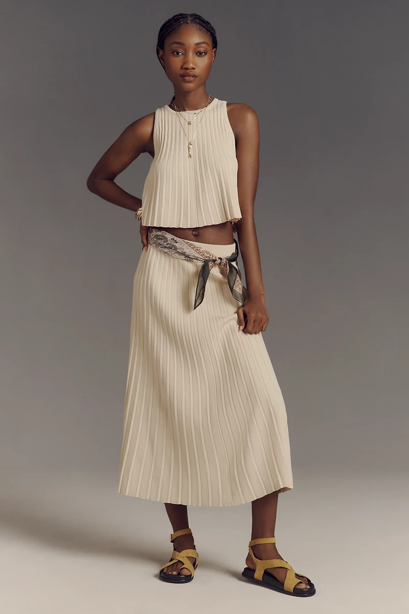 English Factory Knit Pointelle Midi Skirt