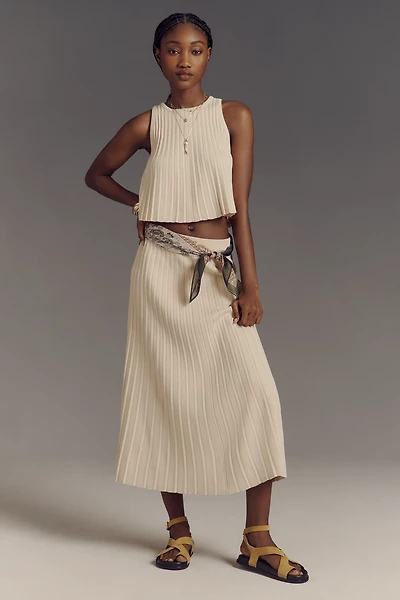 English Factory Knit Pointelle Midi Skirt
