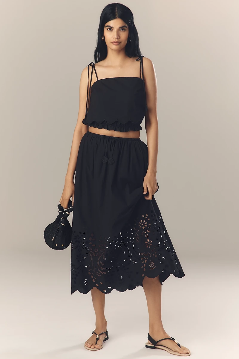 En Saison Delilah Lace-Hem Midi Skirt