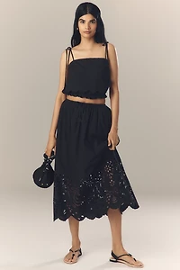 En Saison Delilah Lace-Hem Midi Skirt