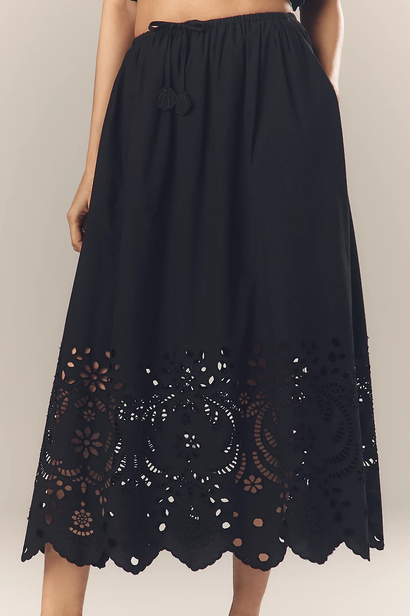 En Saison Delilah Lace-Hem Midi Skirt