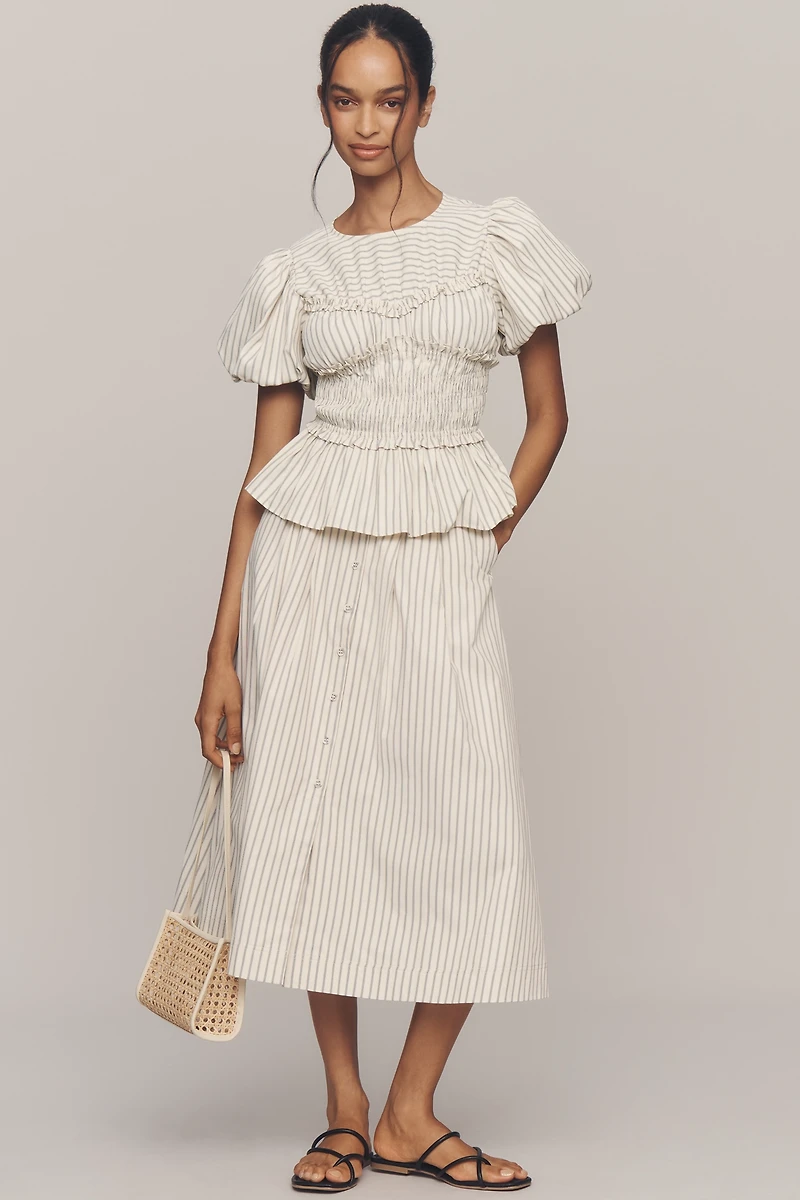 En Saison Azra Button-Front Midi Skirt