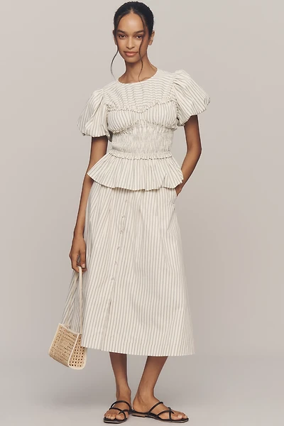 En Saison Azra Button-Front Midi Skirt