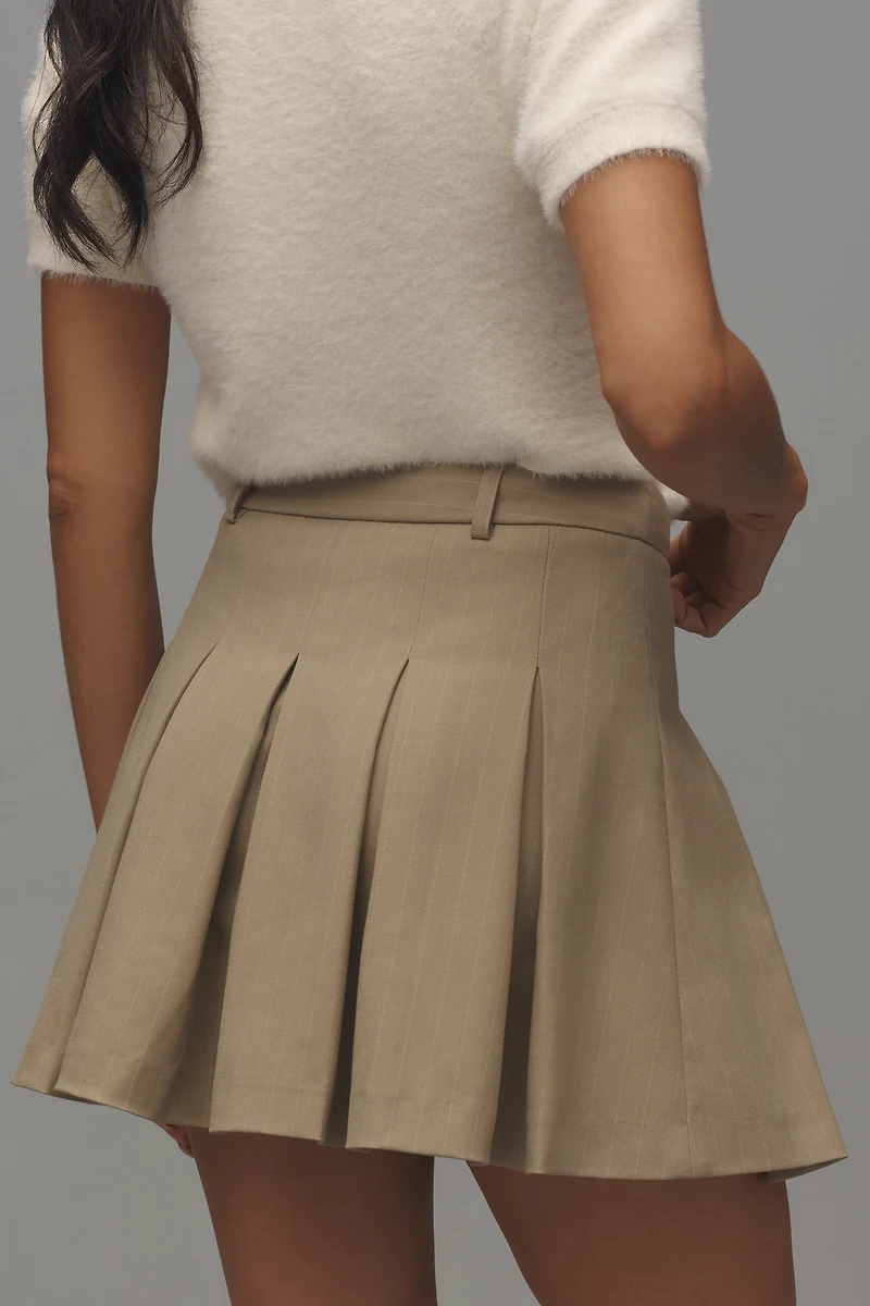 En Saison Arden Pinstripe Pleated Mini Skirt