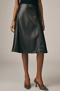 En Saison Nelly Faux-Leather A-Line Midi Skirt
