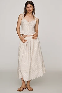 En Saison Elise Embroidered Midi Skirt