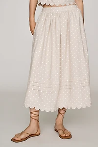 En Saison Elise Embroidered Midi Skirt