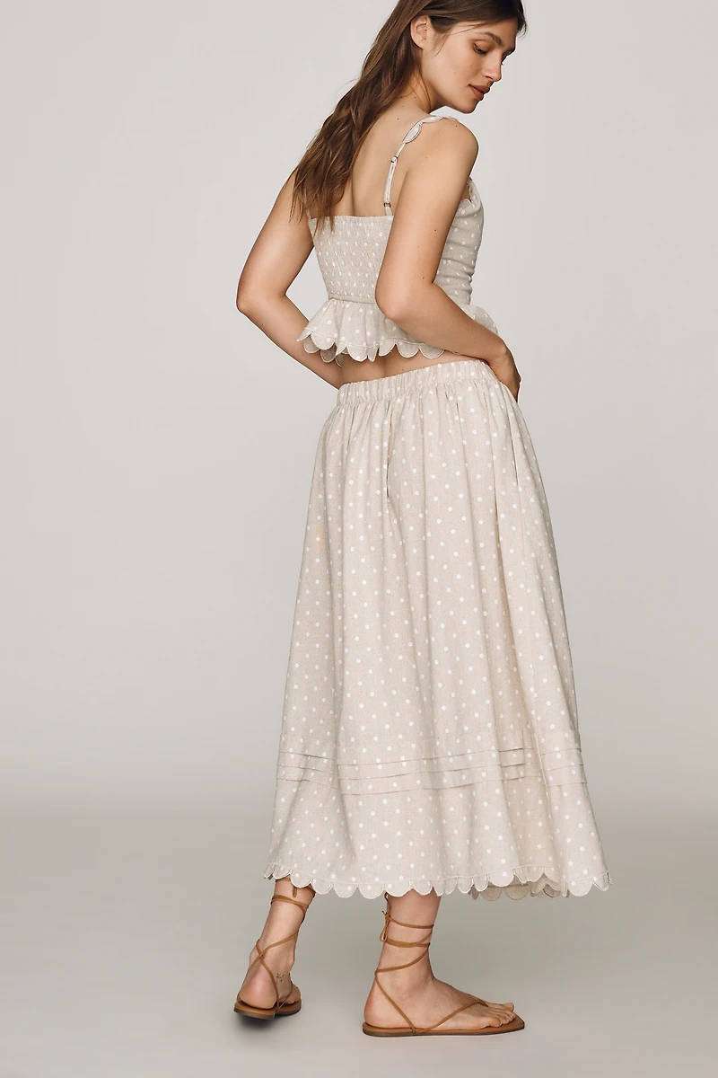En Saison Elise Embroidered Midi Skirt
