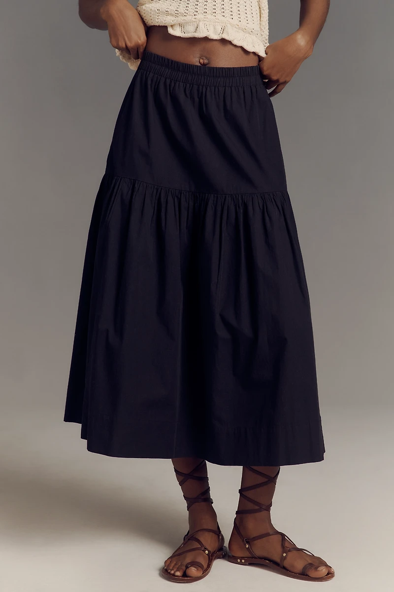 Sanctuary Poplin Prairie Tiered Midi Skirt