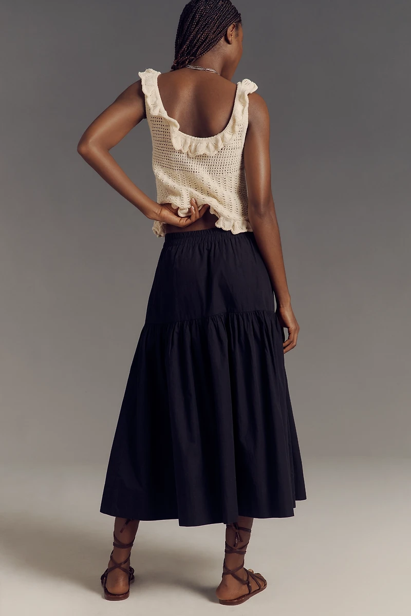 Sanctuary Poplin Prairie Tiered Midi Skirt