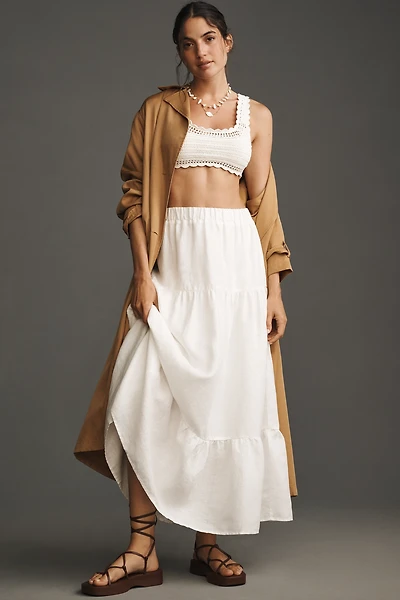 Sanctuary The Prairie Linen Tiered Maxi Skirt