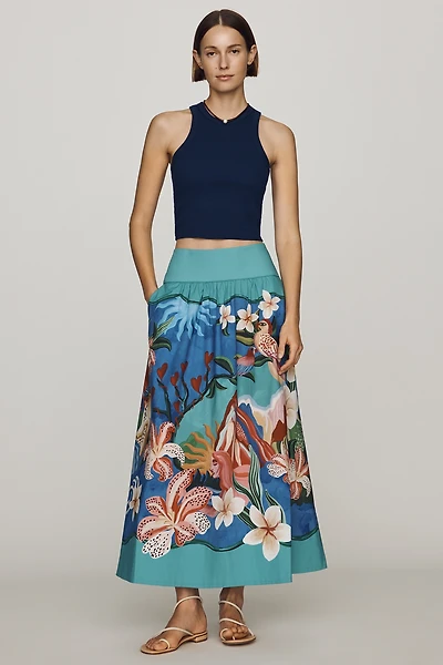 Farm Rio Garden of Life Cotton Maxi Skirt