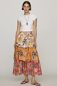 Farm Rio Linen Mixed Floral Mini Skirt