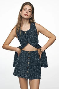 Maeve Cotton Tweed Mini Skirt