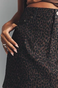 Pilcro Cheetah-Print Denim Mini Skirt