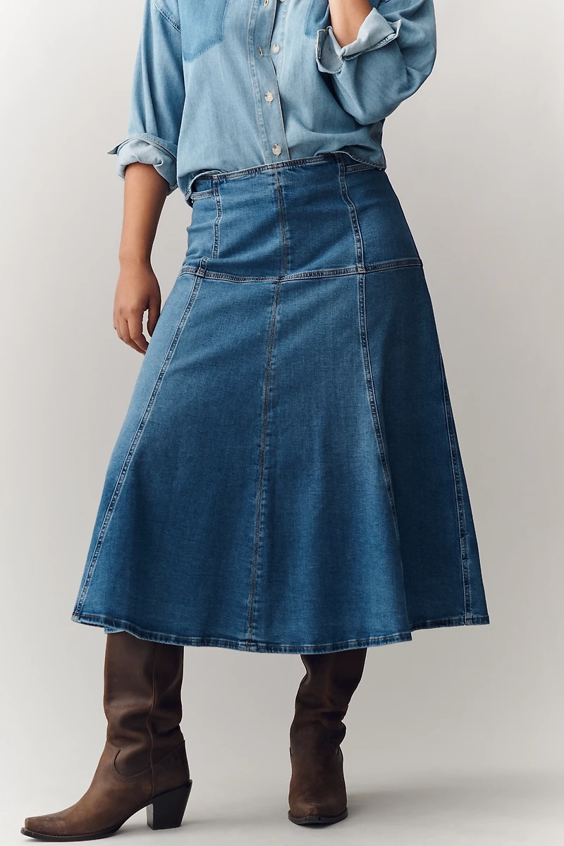 Maeve Waisted Denim Maxi Skirt