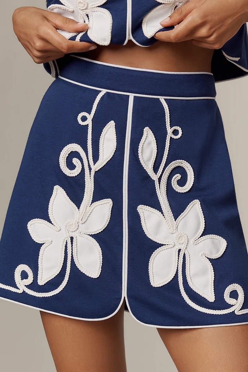 Hunter Bell Dottie Appliqué Mini Skirt