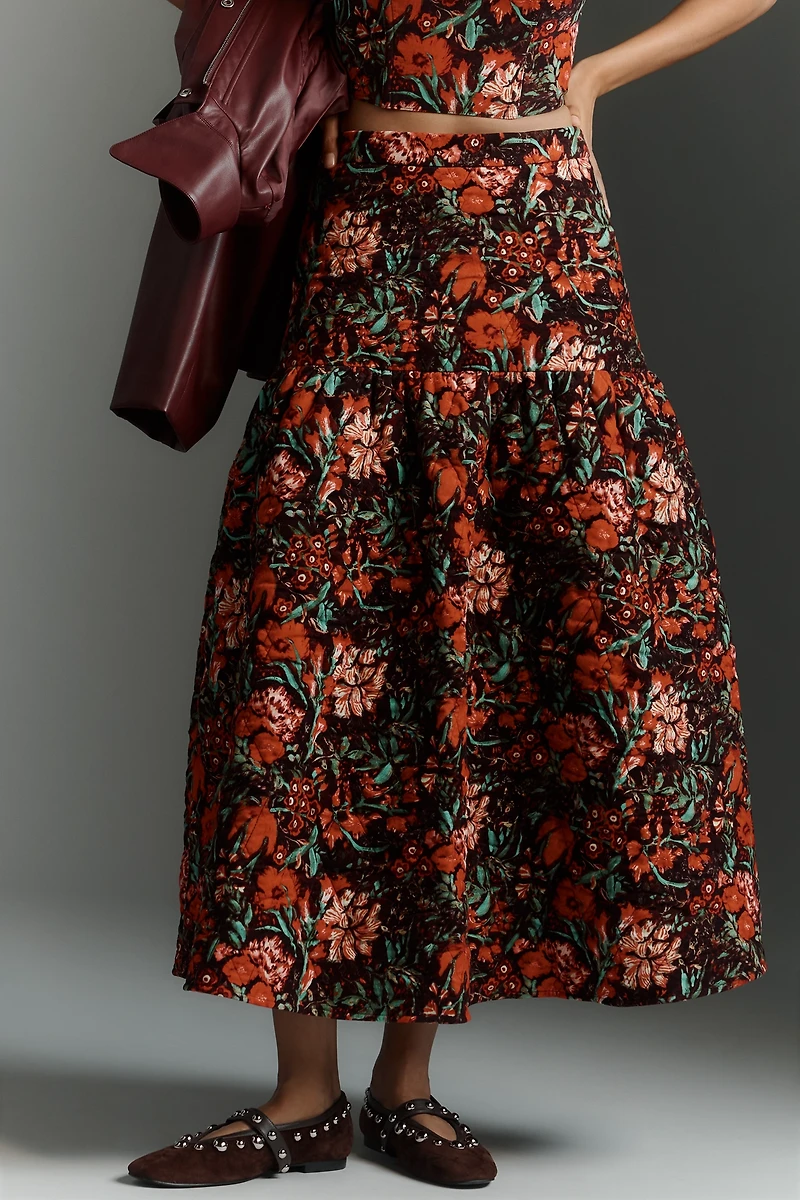 Hunter Bell Remy Floral Velour Midi Skirt