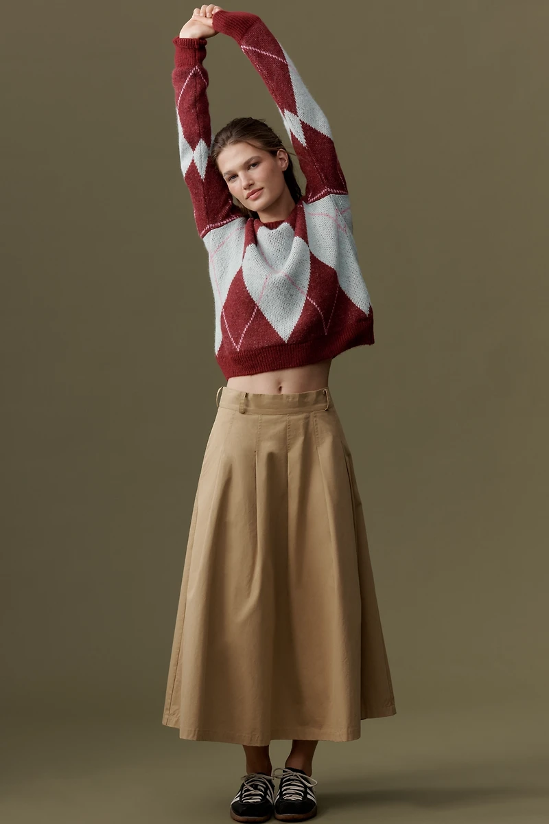 Flat White Pleated Midi Skirt