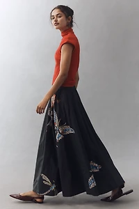 The Jacie Poplin Printed Maxi Skirt by Maeve