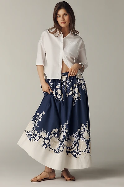 The Jacie Poplin Printed Maxi Skirt by Maeve