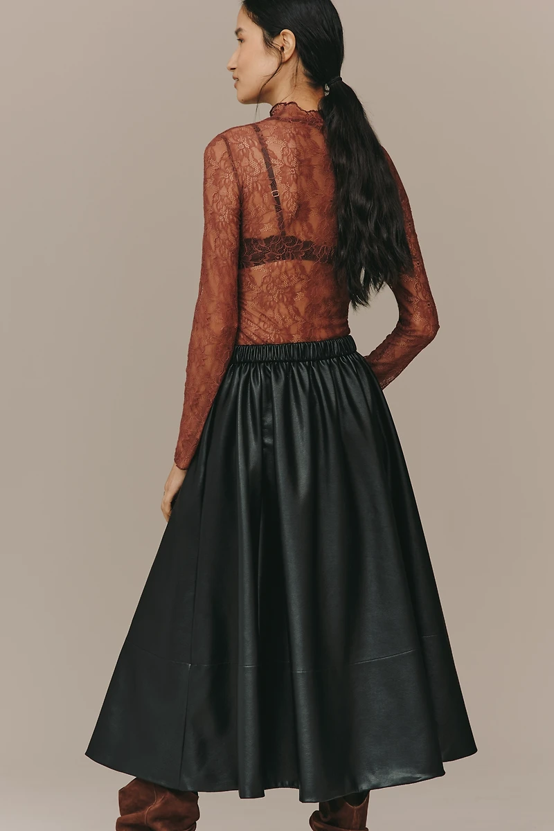 The Jacie Faux-Leather Midi Skirt by Maeve